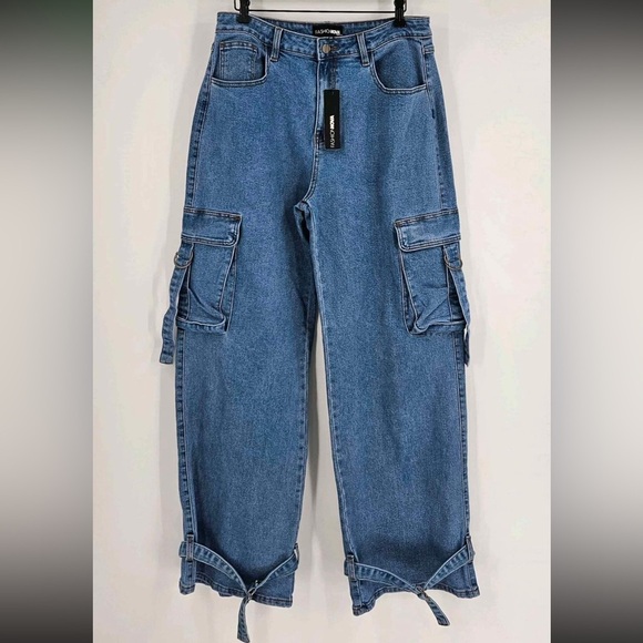 Fashion Nova Blue Cargo Jeans - Picture 4 of 5